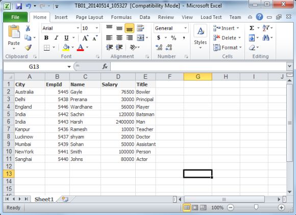 excel file